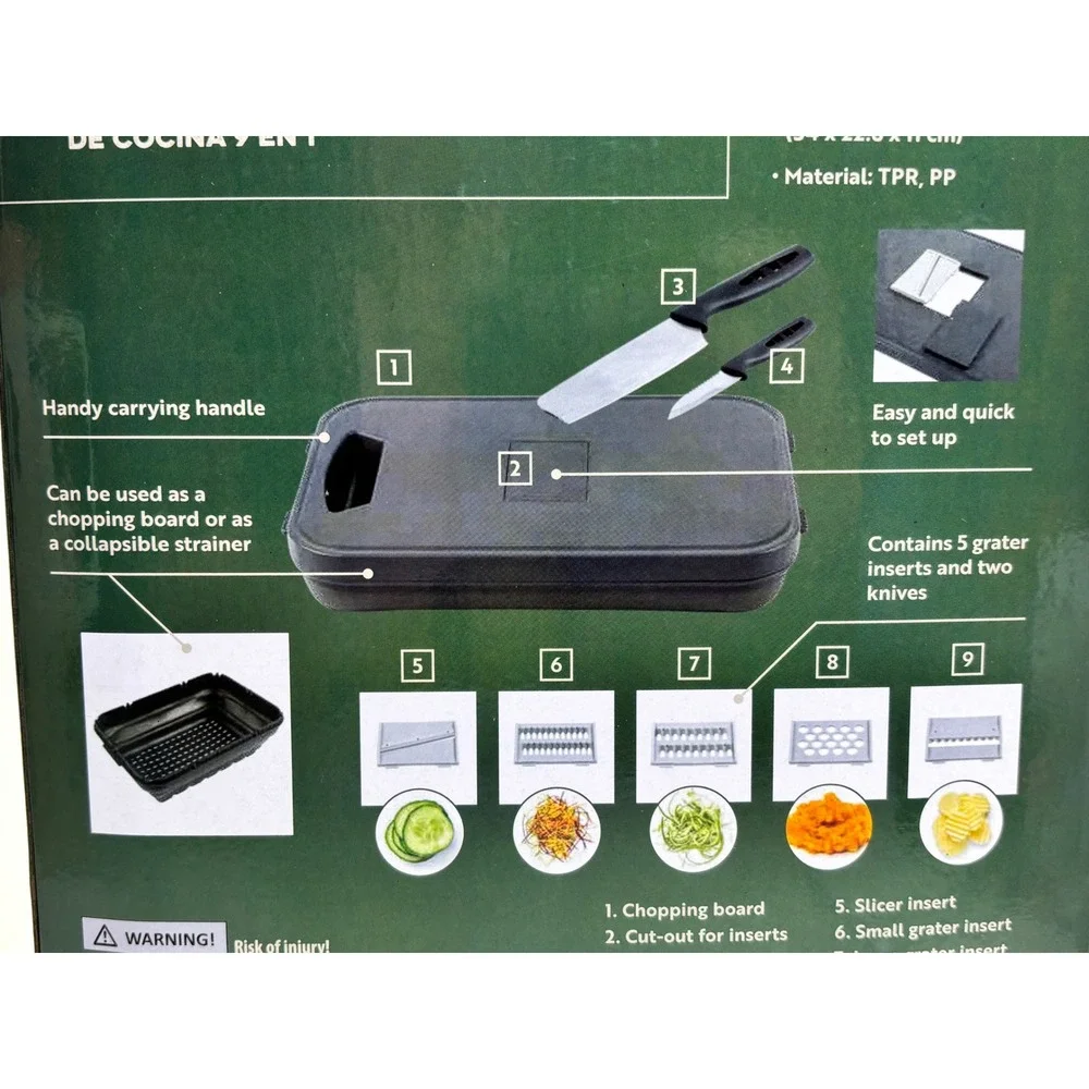 Adventuridge 9 In 1 Collapsible Cookware Set Camping Grater Slicer Strainer